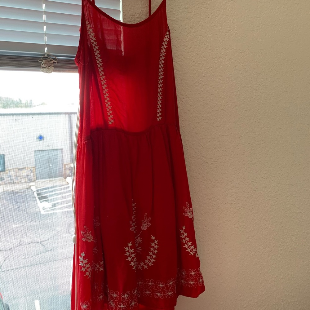 Red flowy dress